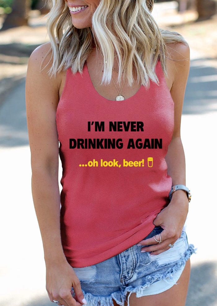 I'm Never Drinking Again Oh Look Beer Racerback Tank - Brick Red