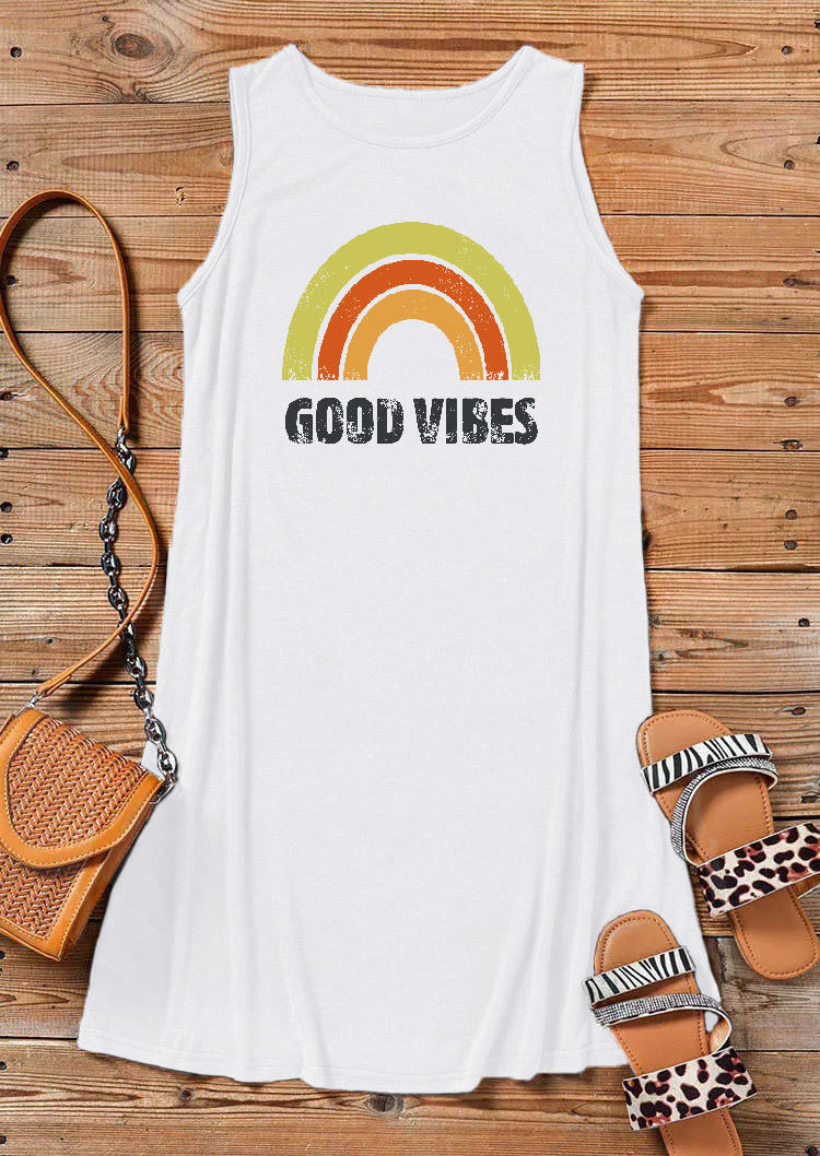 

Mini Dresses Rainbow O-Neck Mini Dress in White. Size