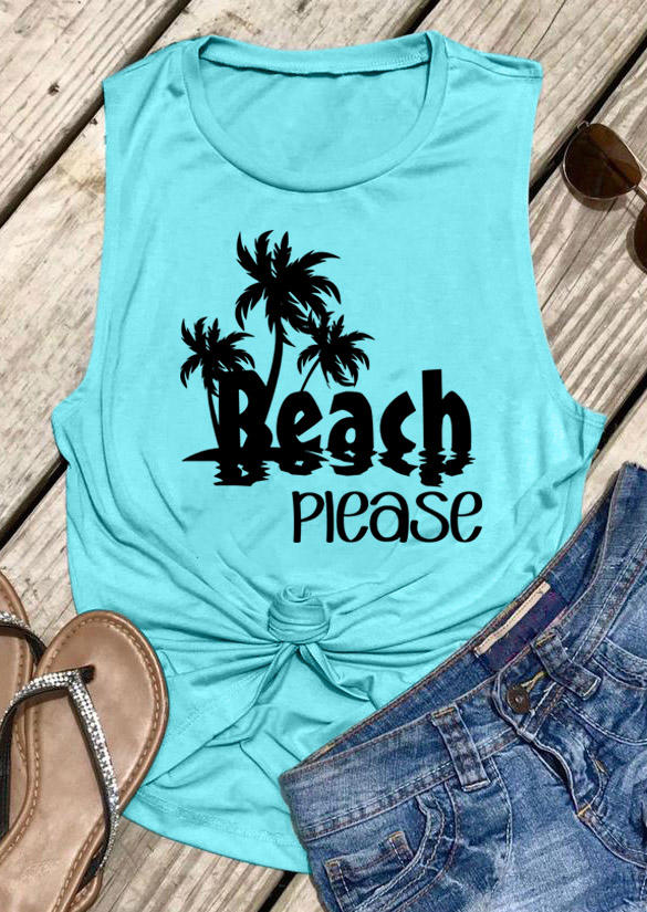 

Tank Tops Beach Please Coconut Tree Racerback Tank Top in Cyan. Size