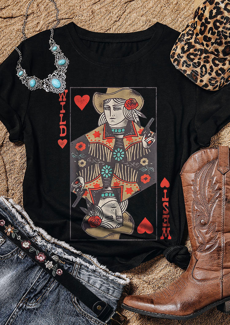 T-shirts Tees Wild West Poker T-Shirt Tee in Black. Size: S,M,L