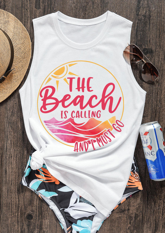 

Tank Tops The Beach Is Calling And I Must Go Tank Top in White. Size