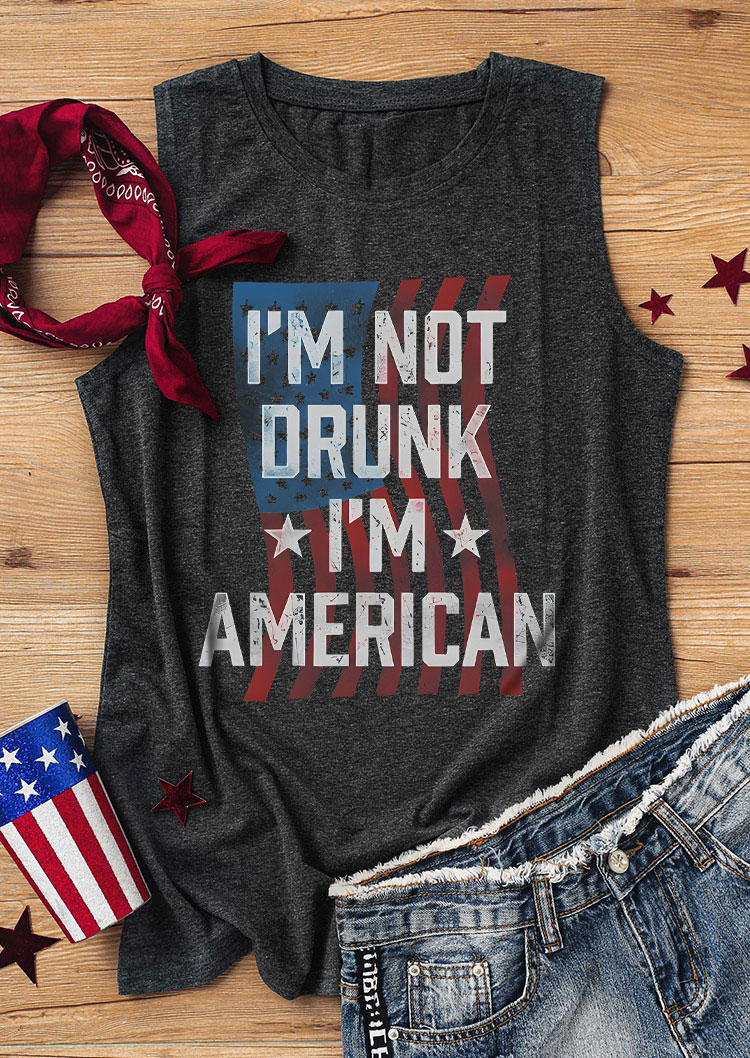 

Tank Tops I'm Not Drunk I'm American Flag Tank Top in Dark Grey. Size