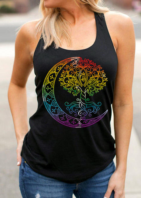 

Tank Tops Gradient Tree Of Life Moon Racerback Tank Top in Black. Size