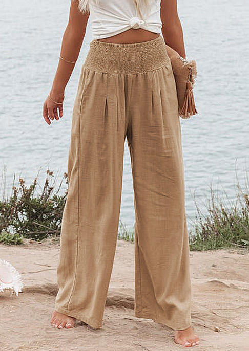 

Pants Ruffled High Waist Wide Leg Pants in Khaki. Size