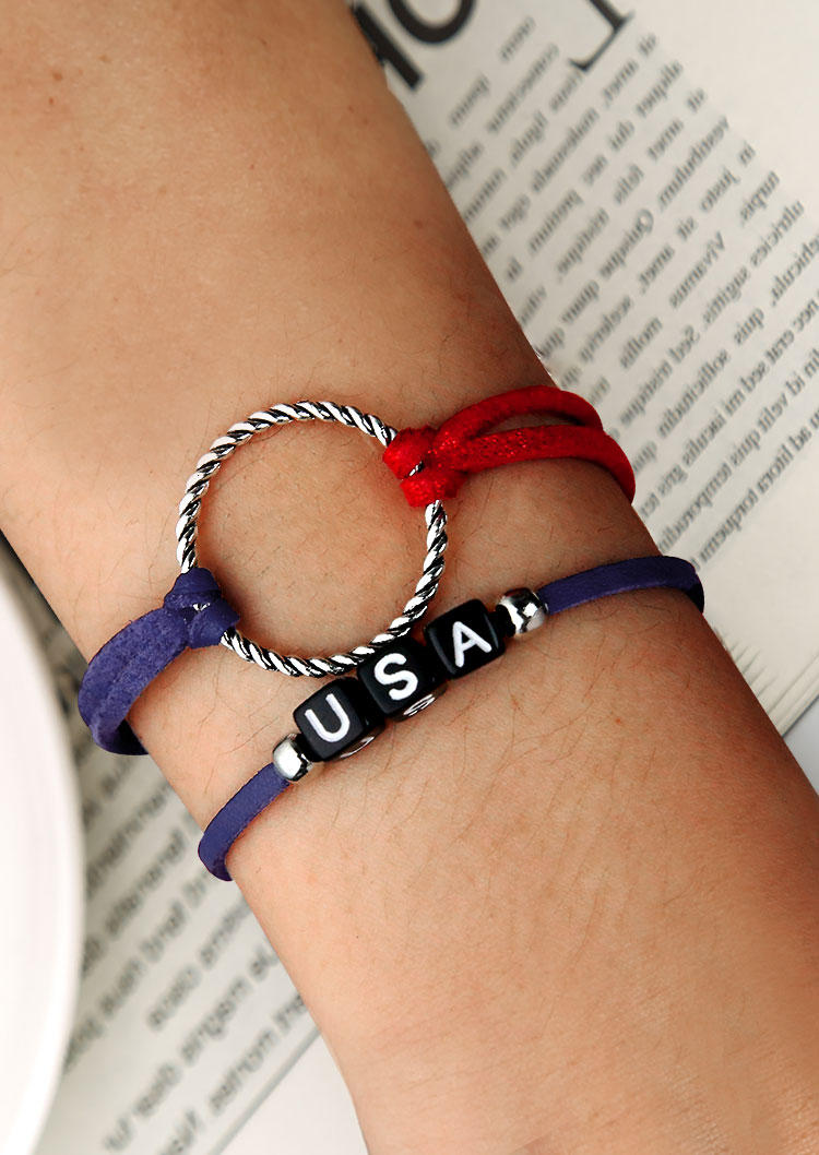 

Bracelet USA Circle Double-Layered Alloy Bracelet in Multicolor. Size