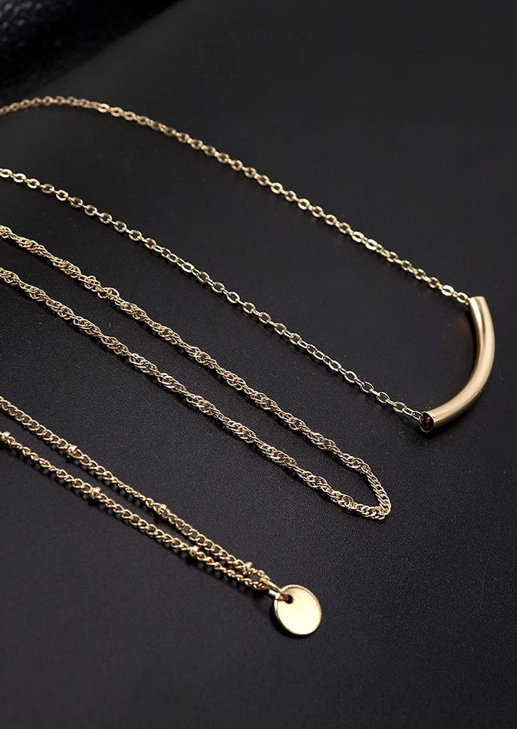 

Necklaces 3Pcs Adjustable Alloy Necklace in Silver. Size