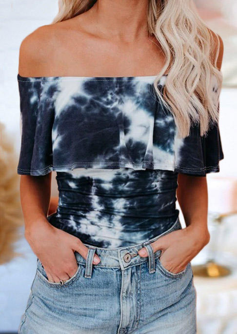 Blouses Tie Dye Off Shoulder Layered Blouse in Multicolor. Size: S,L
