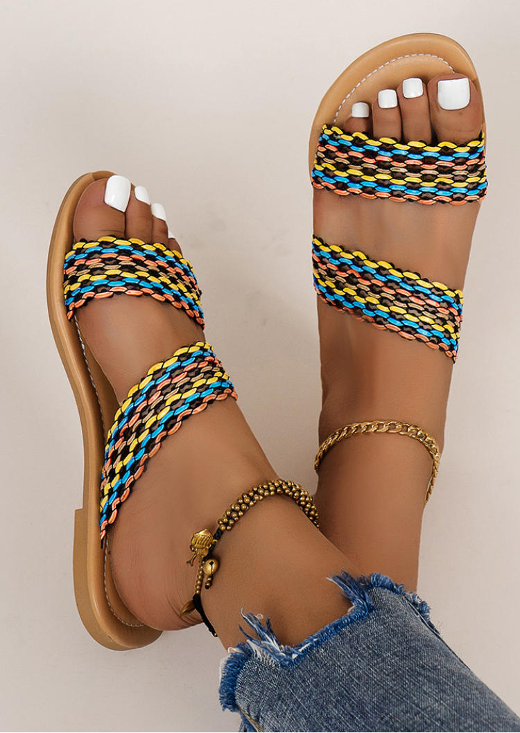 

Slippers Summer Hollow Out Flat Slippers in Multicolor. Size