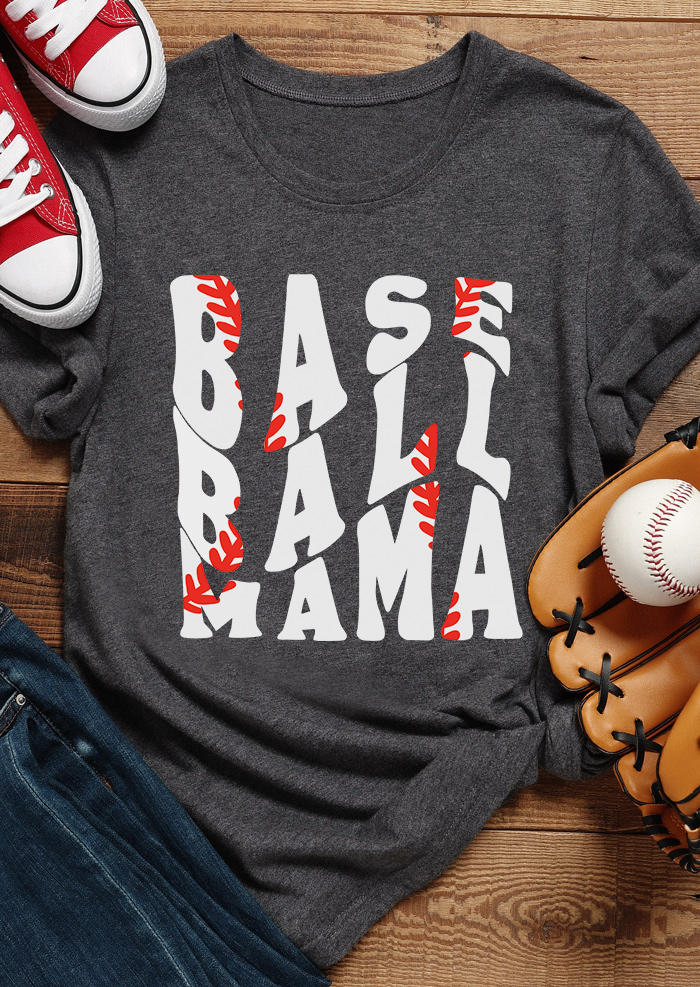 Baseball Mama T-Shirt Tee - Dark Grey