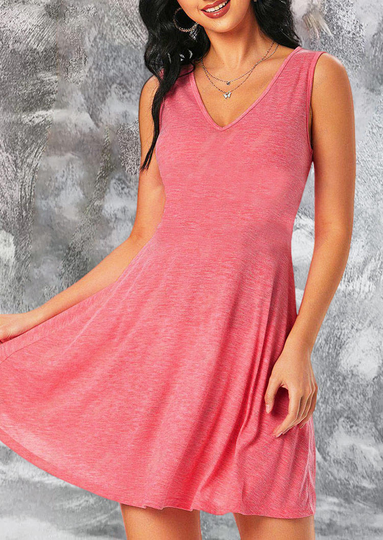 Mini Dresses Lace Splicing Sleeveless Mini Dress in Pink. Size: S,M,L