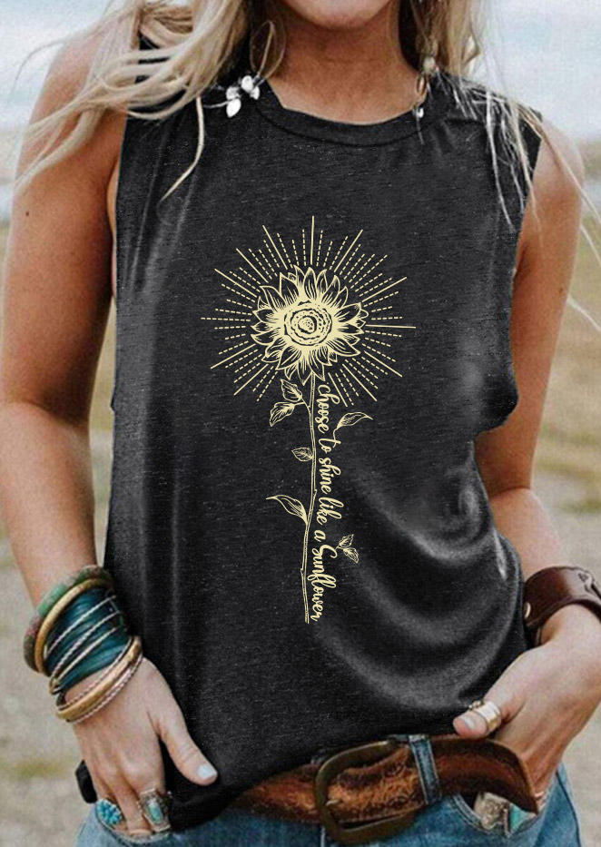 

Tank Tops Choose To Shine Like A Sunflower Tank Top in Dark Grey. Size: ,XL