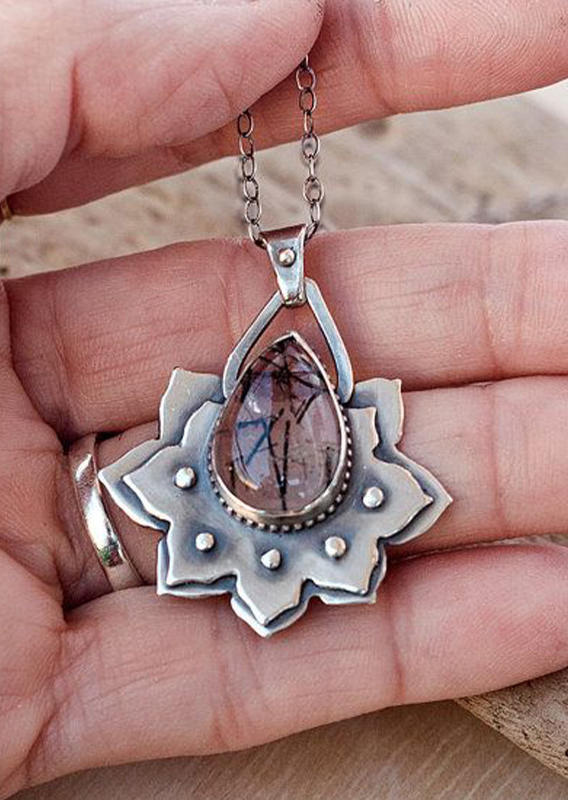 

Necklaces Lotus Hollow Out Pendant Necklace in Silver. Size