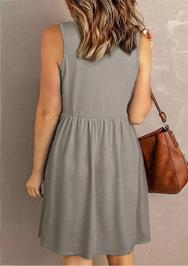 

Mini Dresses Lace Button Ruffled Mini Dress in Gray. Size