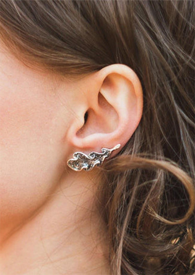 

Earrings Retro Beading Leaf Alloy Earrings in Silver. Size