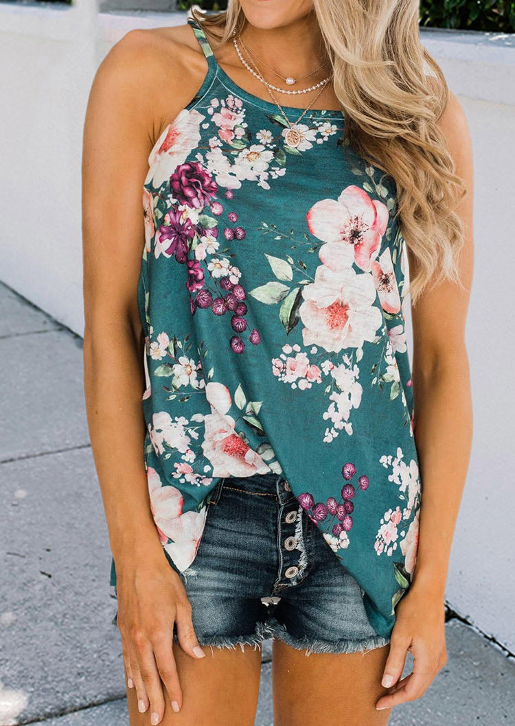 

Tank Tops Floral Spaghetti Strap Camisole in Multicolor. Size