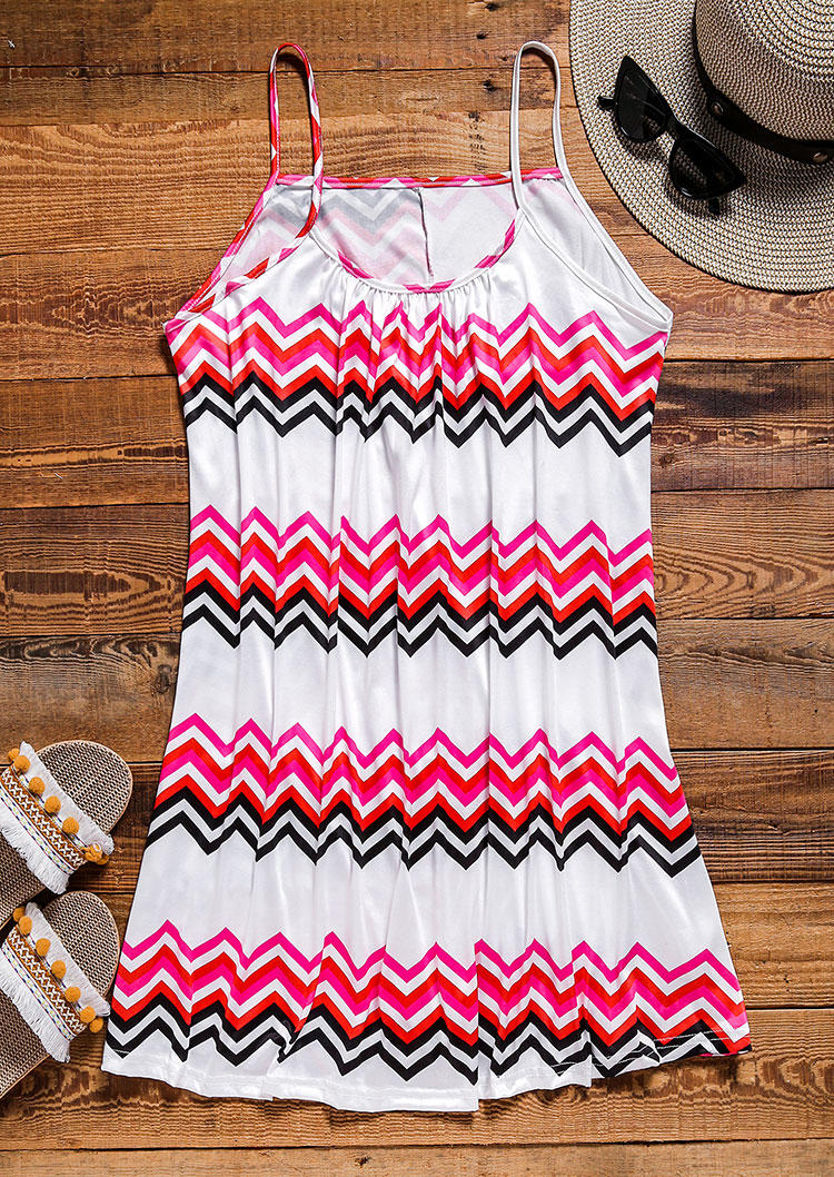 

Mini Dresses Zigzag Ruffled Spaghetti Strap Mini Dress in White. Size
