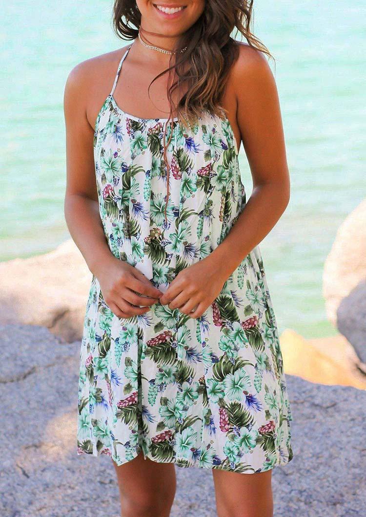 

Mini Dresses Palm Leaf Floral Lace Open Back Mini Dress in Multicolor. Size