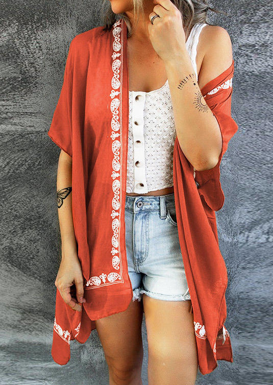 

Cardigans Paisley Open Front Cardigan in Red. Size