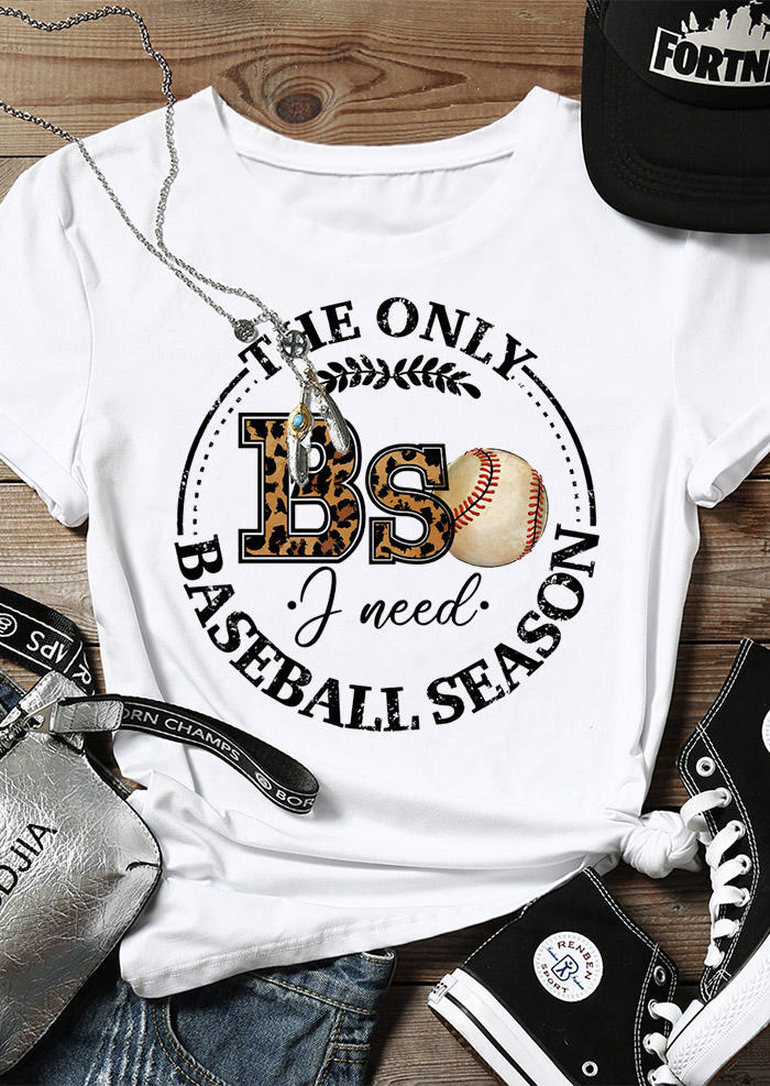 T-shirts Tees The Only BS I Need Is Baseball Season T-Shirt Tee in White. Size: S,M
