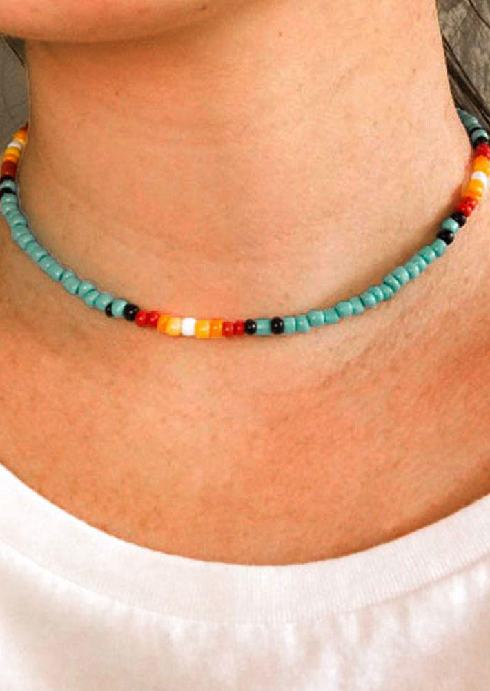 

Necklaces Colorful Beading Adjustable Necklace in Pattern2. Size