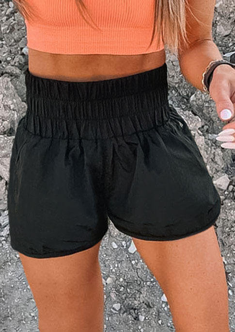 

Shorts Ruffled Elastic High Waist Shorts in Black. Size