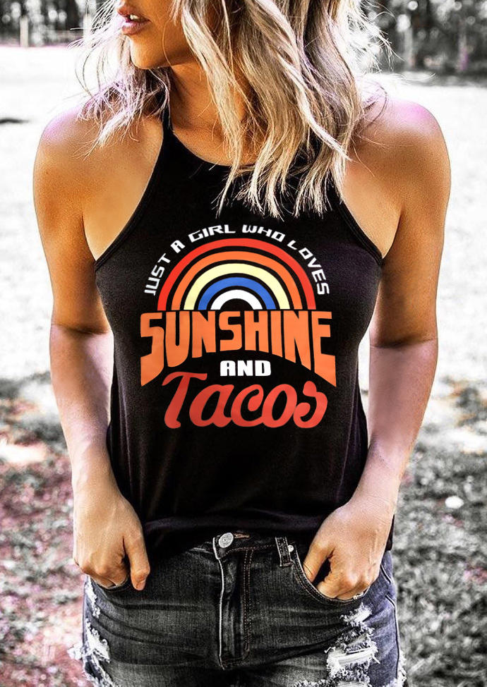 Tank Tops Just A Girl Who Loves Sunshine And Tacos Camisole in Black. Size: L
