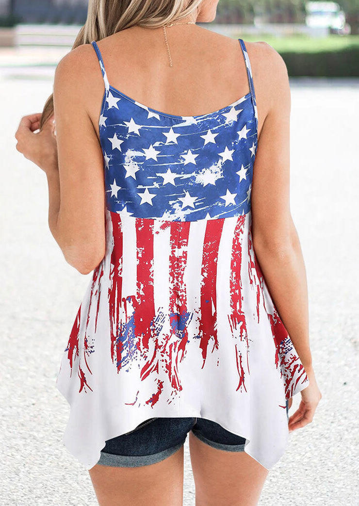 American Flag Ruched Camisole - White