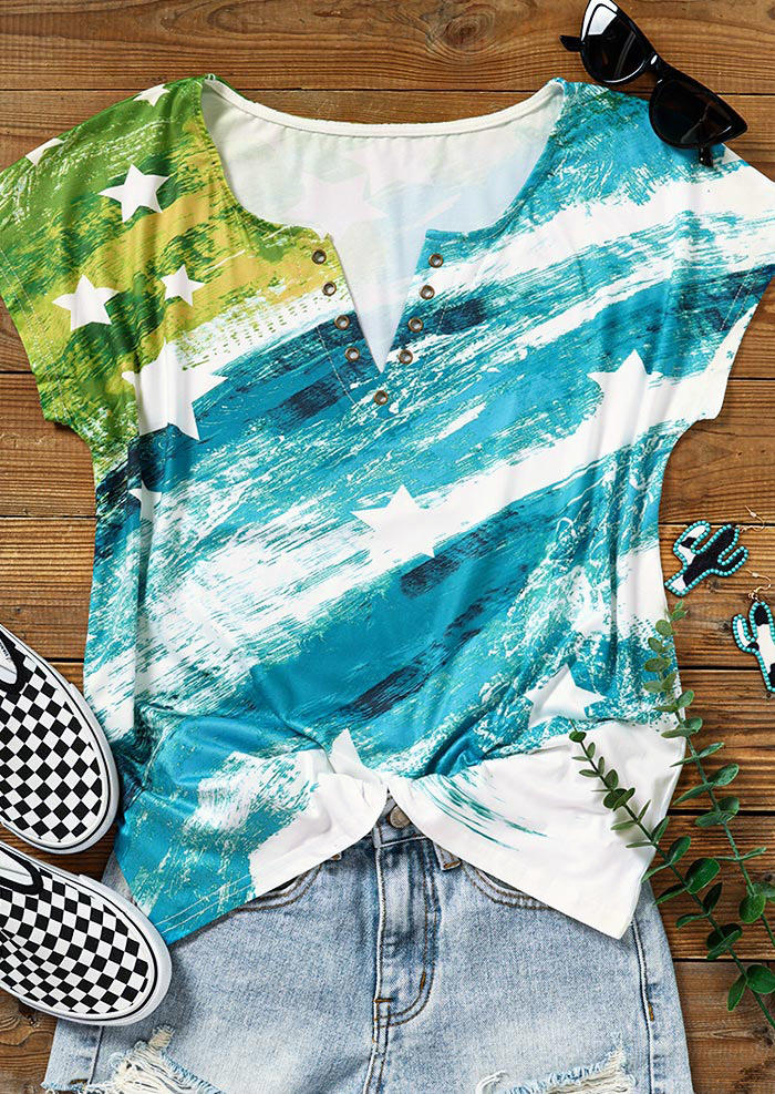 

Blouses American Flag Star Blouse without Black Camisole in Multicolor. Size: ,M,L,XL