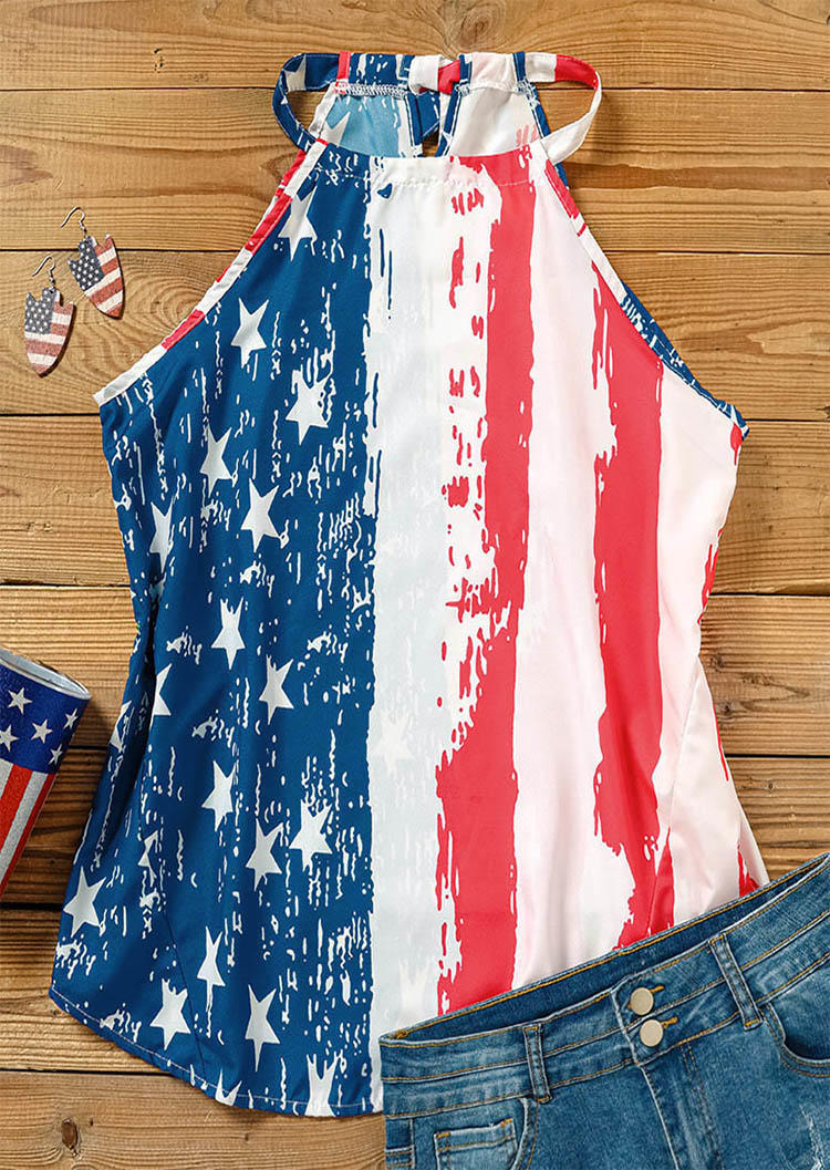 

Tank Tops American Flag Star Camisole in Multicolor. Size
