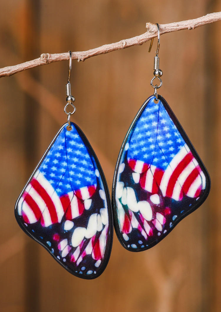 

Earrings American Flag Butterfly Wing Earrings in Multicolor. Size