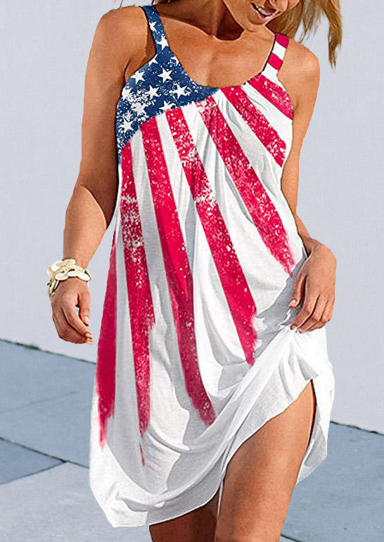 

Mini Dresses American Flag Star Spaghetti Strap Mini Dress in Green. Size