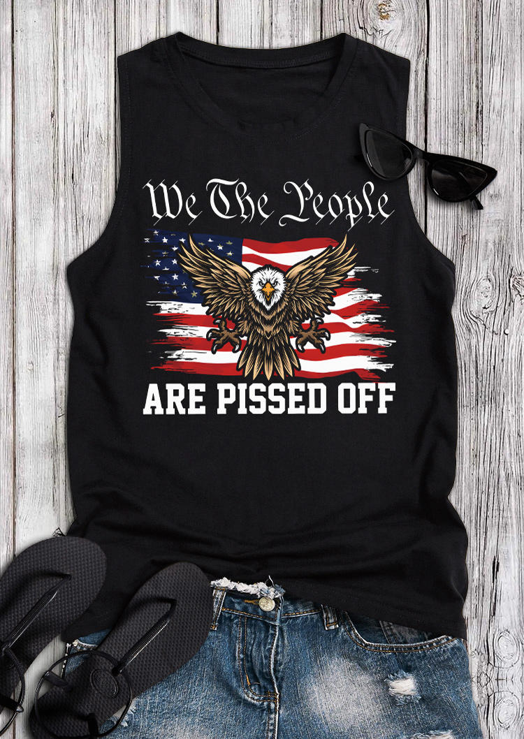 

Tank Tops We The People Are Pissed Off American Flag Eagle Tank Top in Black. Size