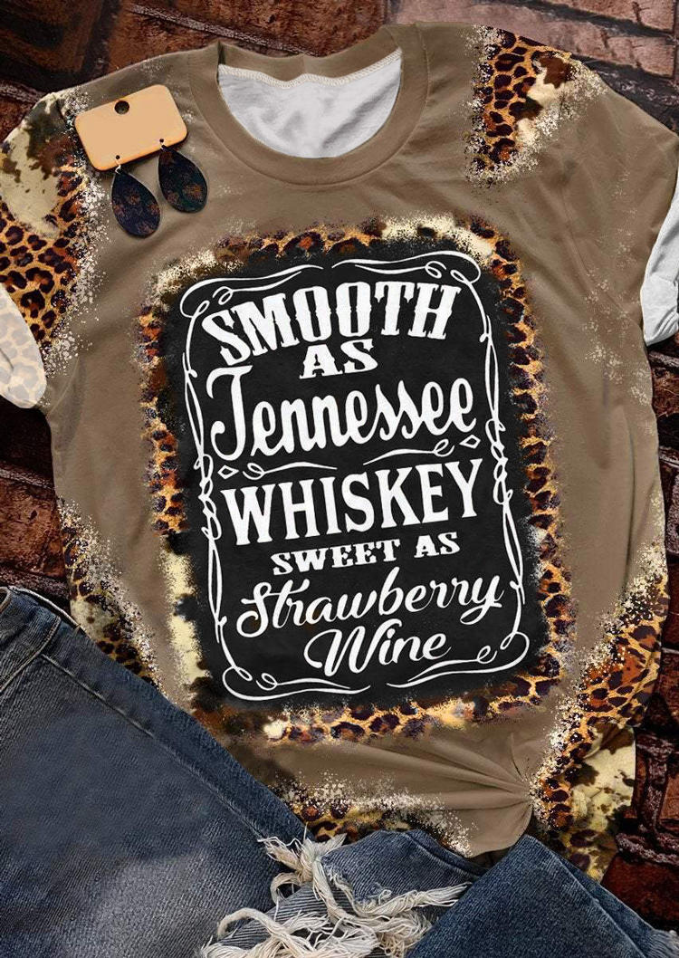 

T-shirts Tees Smooth As Tennessee Whiskey Sweet As Strawberry Wine Leopard T-Shirt Tee in Multicolor. Size