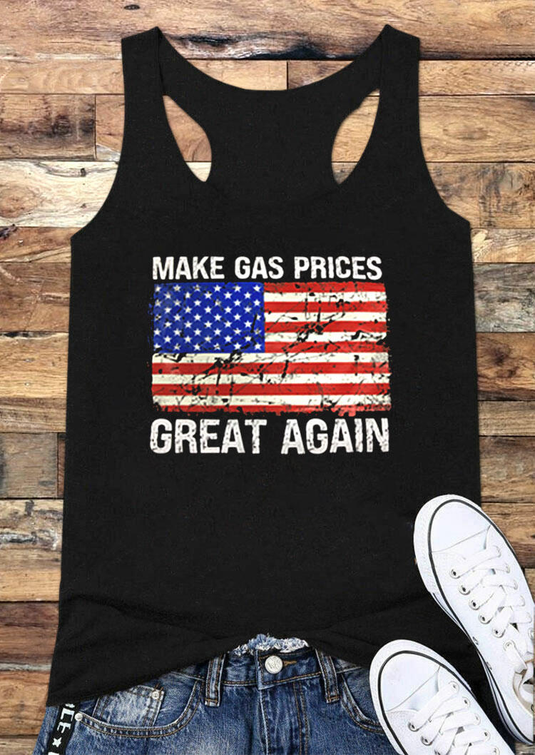 Tank Tops Make Gas Prices Great Again Racerback Tank Top in Black. Size: S,M