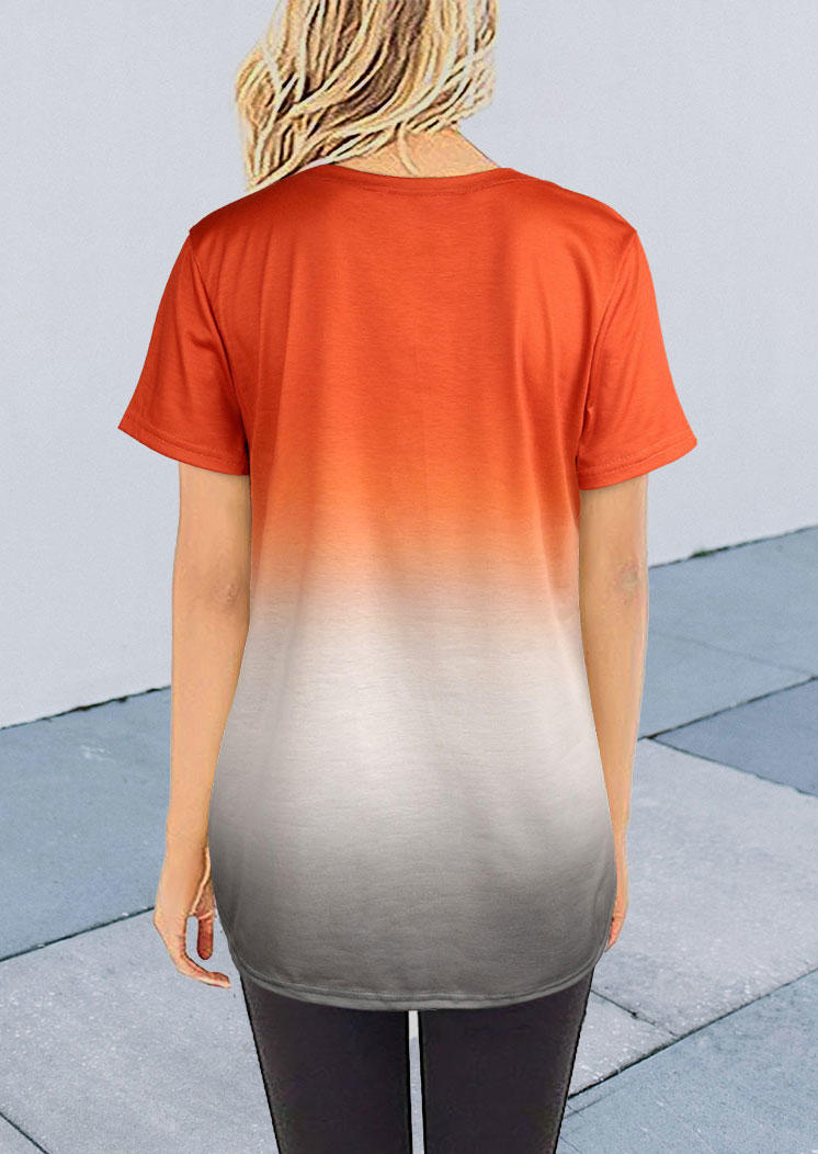 

Blouses Gradient Twist Short Sleeve Blouse in Orange. Size