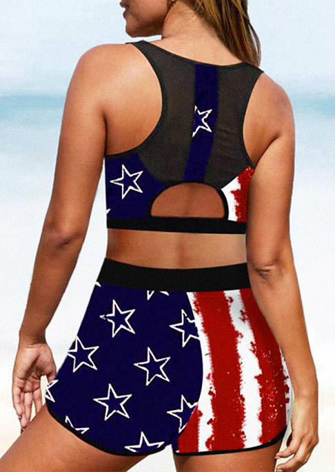 

Bikini Sets American Flag Hollow Out Bikini Set in Multicolor. Size