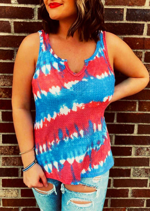 Tie Dye Notched Neck Tank
