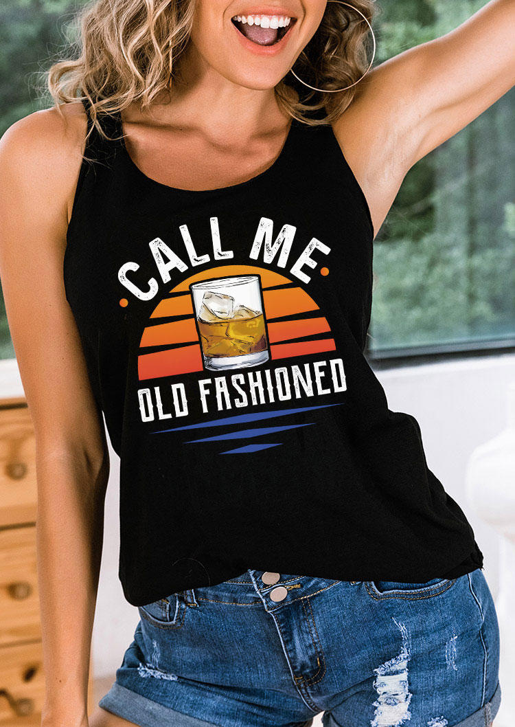 Call Me Old Fashioned Drinking Racerback Tank - Black