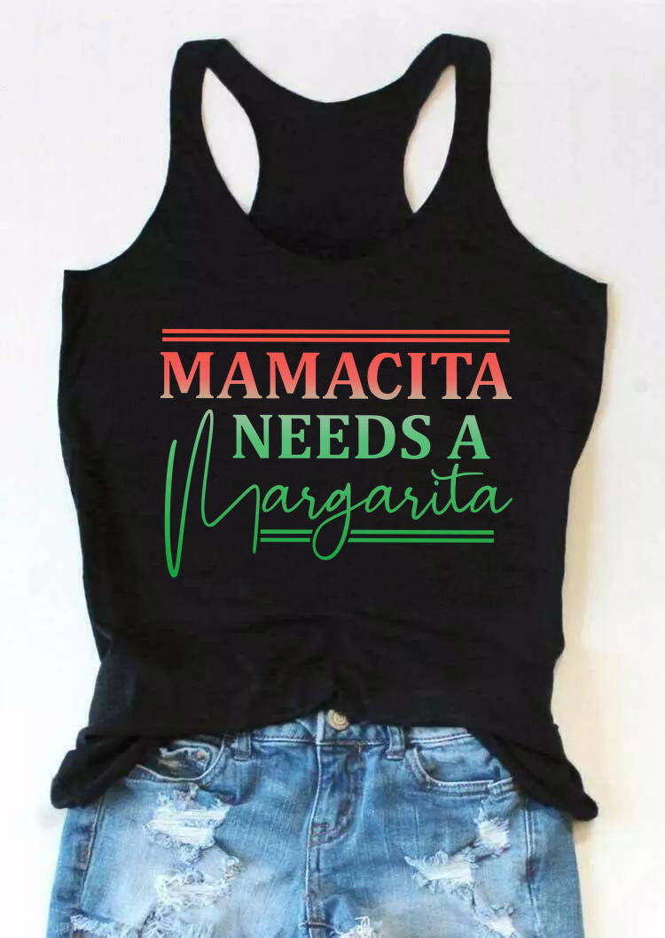 

Tank Tops Mamacita Needs A Margarita Racerback Tank Top in Black. Size