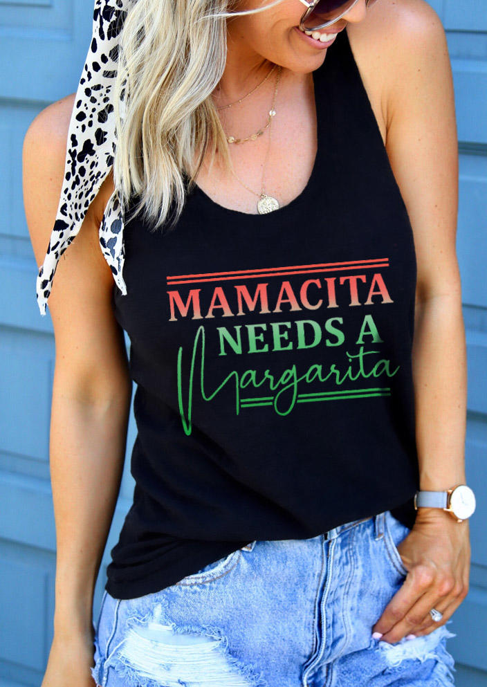 Mamacita Needs A Margarita Racerback Tank - Black