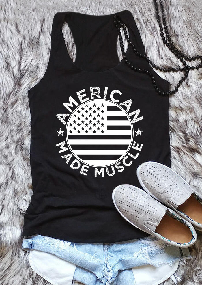 Tank Tops American Made Muscle Racerback Tank Top in Black. Size: M,L