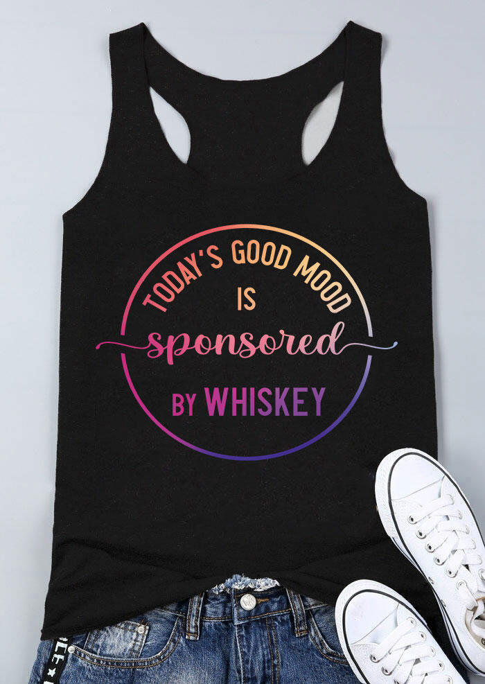 

Tank Tops Today's Good Mood Is Sponsored By Whiskey Racerback Tank Top in Black. Size