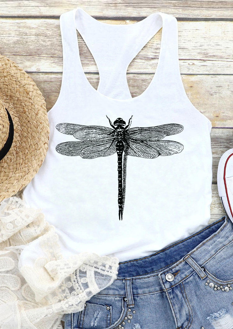

Tank Tops Dragonfly Casual Racerback Tank Top in White. Size: ,M,L,XL