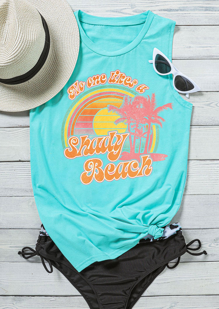 

Tank Tops No One Likes A Shady Beach Coconut Tree Tank Top in Cyan. Size