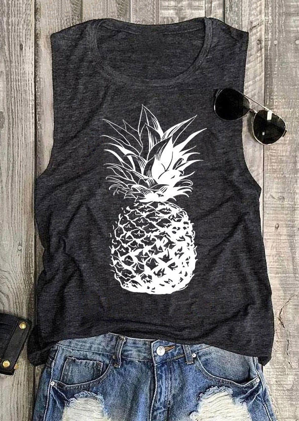 Summer Pineapple Casual Tank - Dark Grey