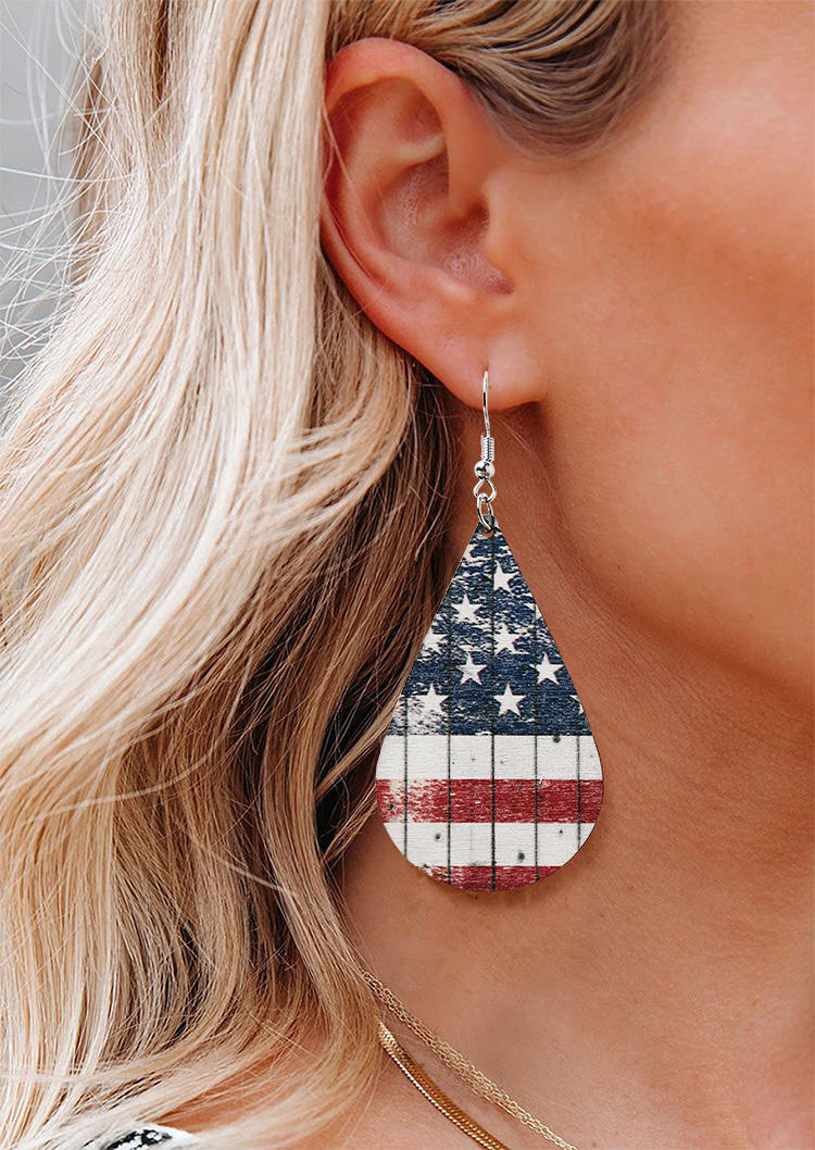 

Earrings American Flag Water Drop Earrings in Multicolor. Size