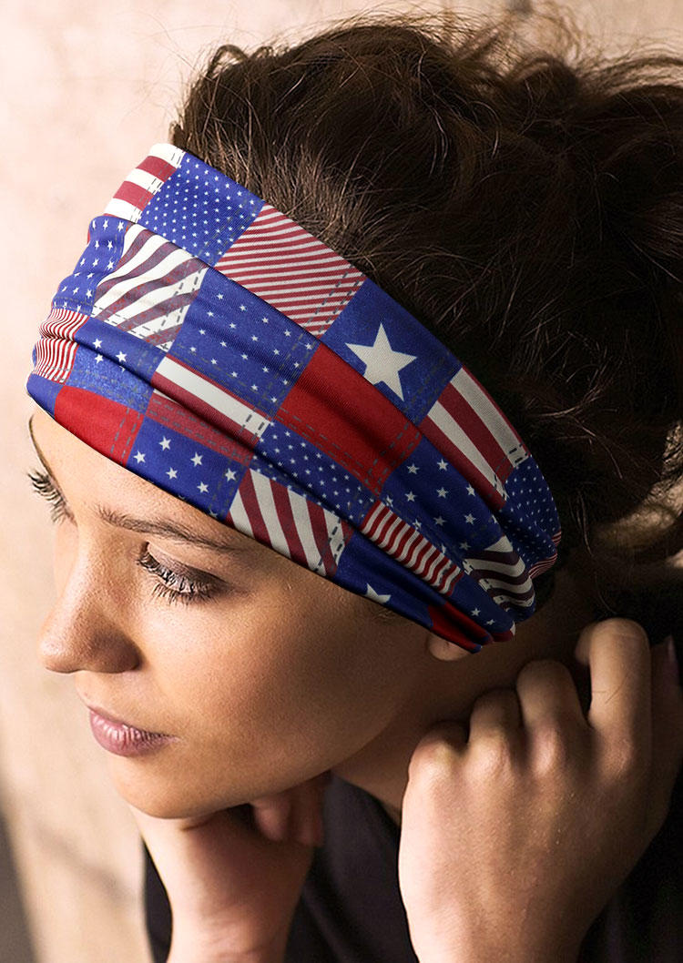 

Striped Star Plaid Yoga Wide Headband in Multicolor. Size