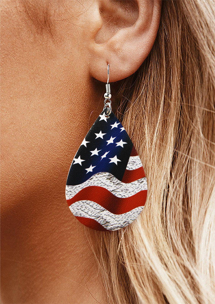 

Earrings American Flag Star Water Drop Earrings in Multicolor. Size