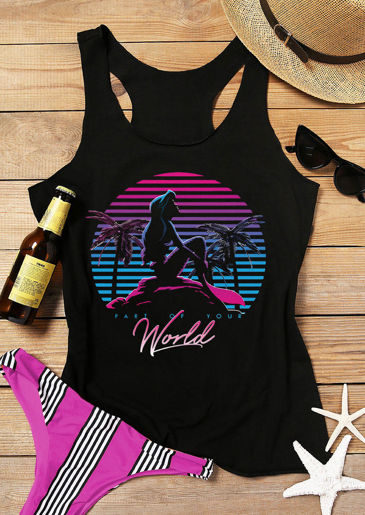

Tank Tops Part Of Your World Coconut Tree Racerback Tank Top in Black. Size: ,M