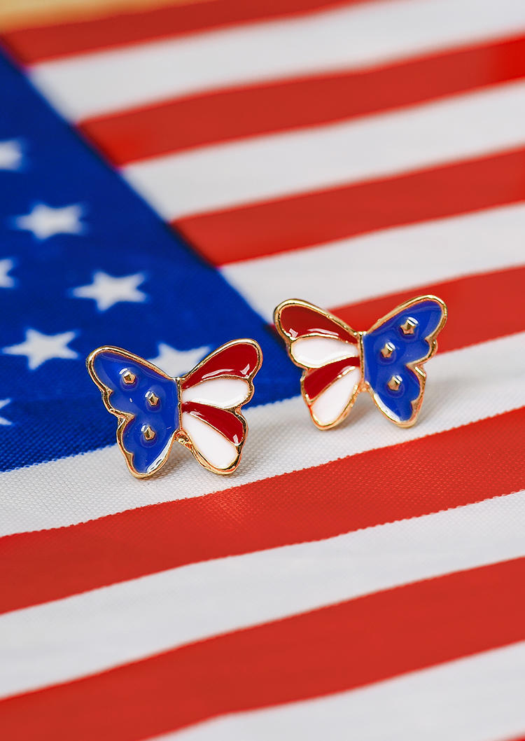 

Earrings American Flag Butterfly Stud Earrings in Multicolor. Size